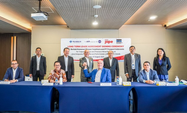 PT BKMS dan PT Freeport Indonesia menandatangani Perjanjian Sewa Tanah Jangka Panjang untuk Pabrik Smelter PT Freeport Indonesia di JIIPE, KEK Gresik